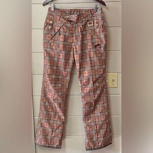 Betty Rides Snowboard Pants Women’s Size S Brown Plaid Outdoors